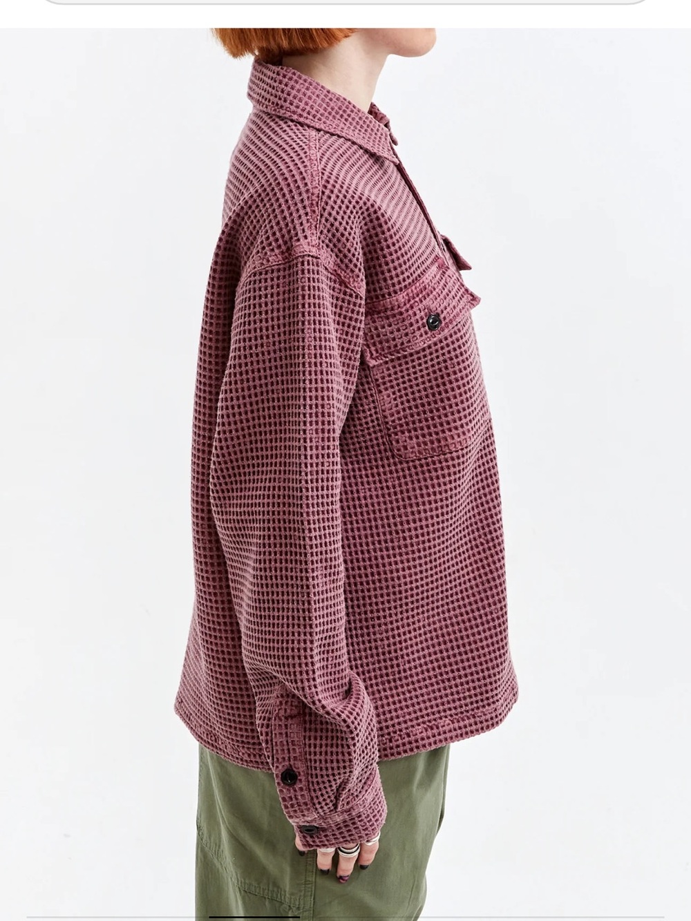 Brain Dead Waffle Button Front Shirt - Raspbery ($335) Unisex - Picture 5 of 16